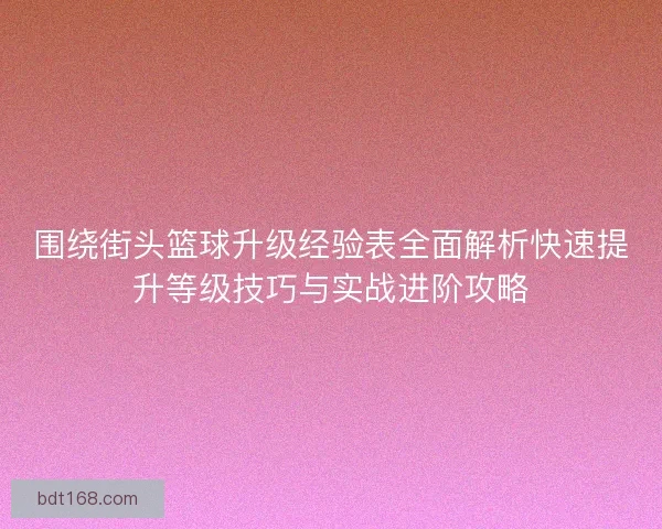 围绕街头篮球升级经验表全面解析快速提升等级技巧与实战进阶攻略